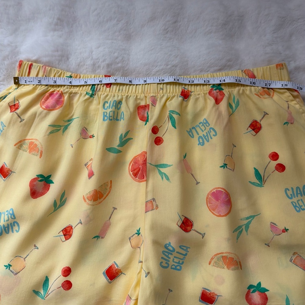 Sleep Chic 70% Rayon Yellow Fruit Cocktail Clao Bella Print Pajama Set-XL - Picture 12 of 13